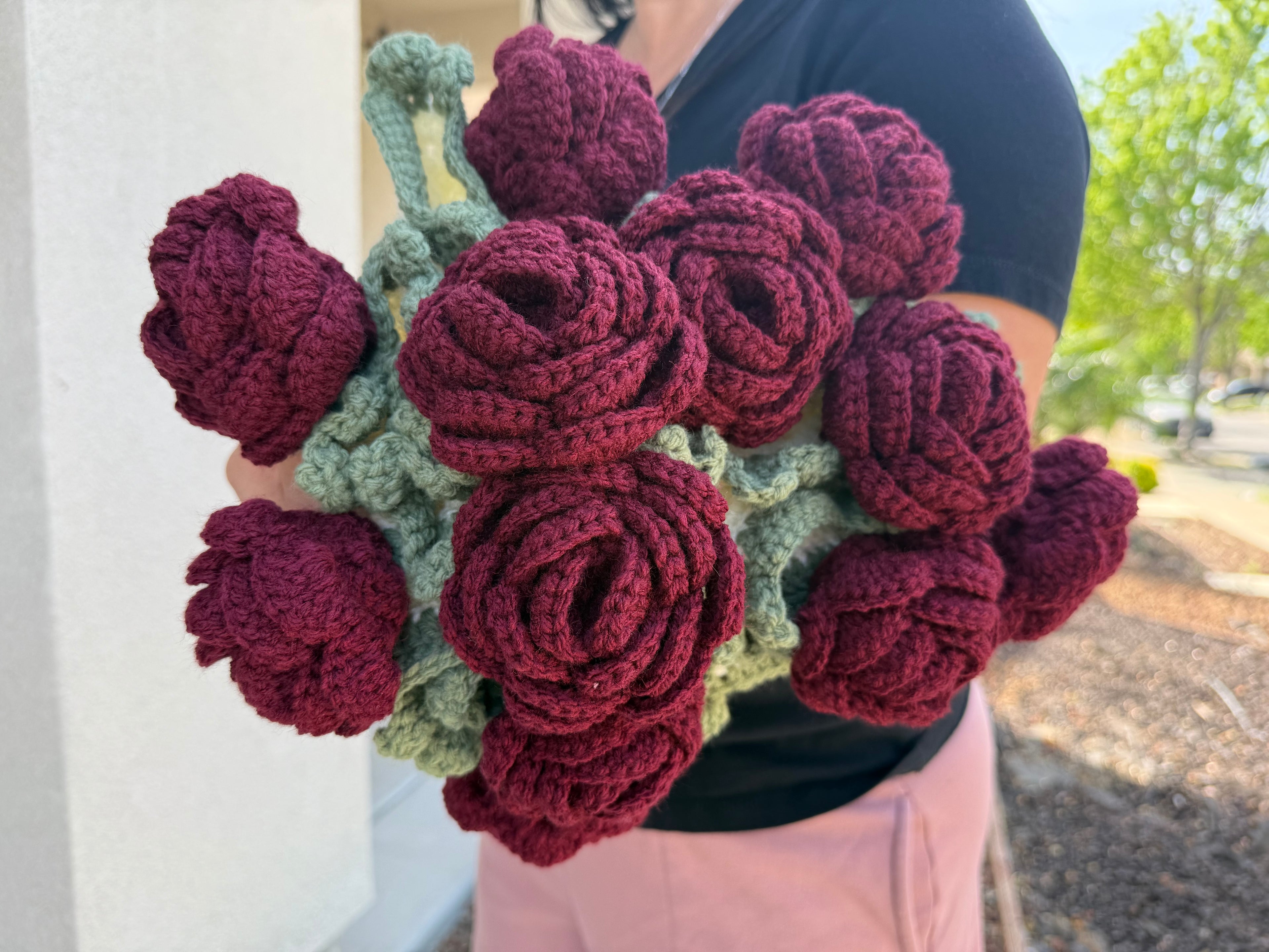 Crochet flower bouquet blanket