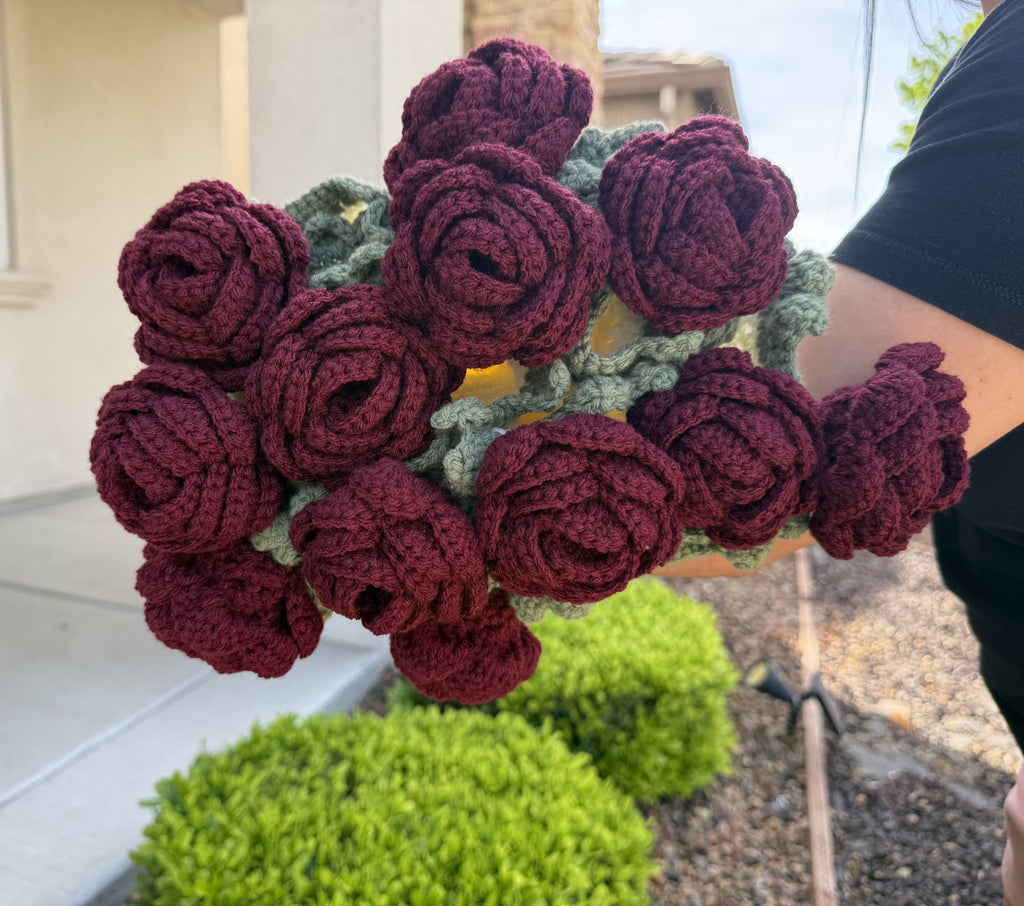 Crochet flower bouquet blanket
